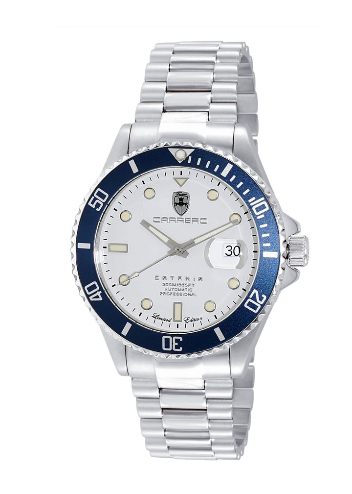 CATANIA -PD SILVER TONE/WHITE-BLUE | White Dial