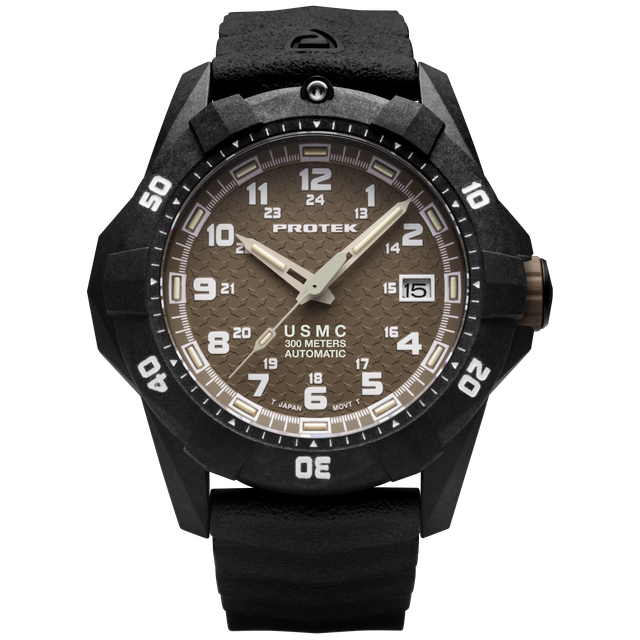 CARBON COMPOSITE USMC  AUTOMATIC DIVE 1210 SERIES CARBON CASE/SAND DIAL/BLACK ST