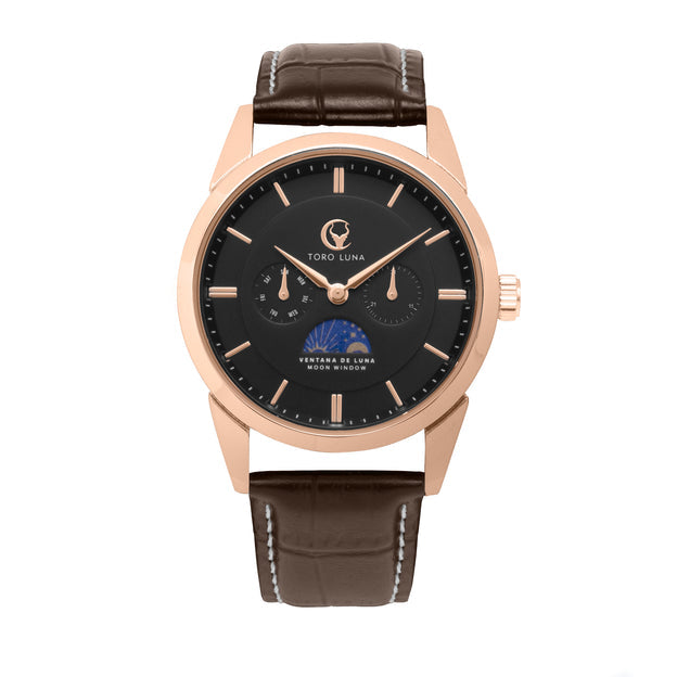 VENTANA DE LUNA ROSE GOLD W. BLACK DIAL | Black Dial