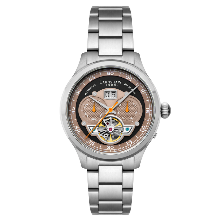 Baron Grand Date Calendar Open Heart Automatic Black / Steel Stainless Steel | B