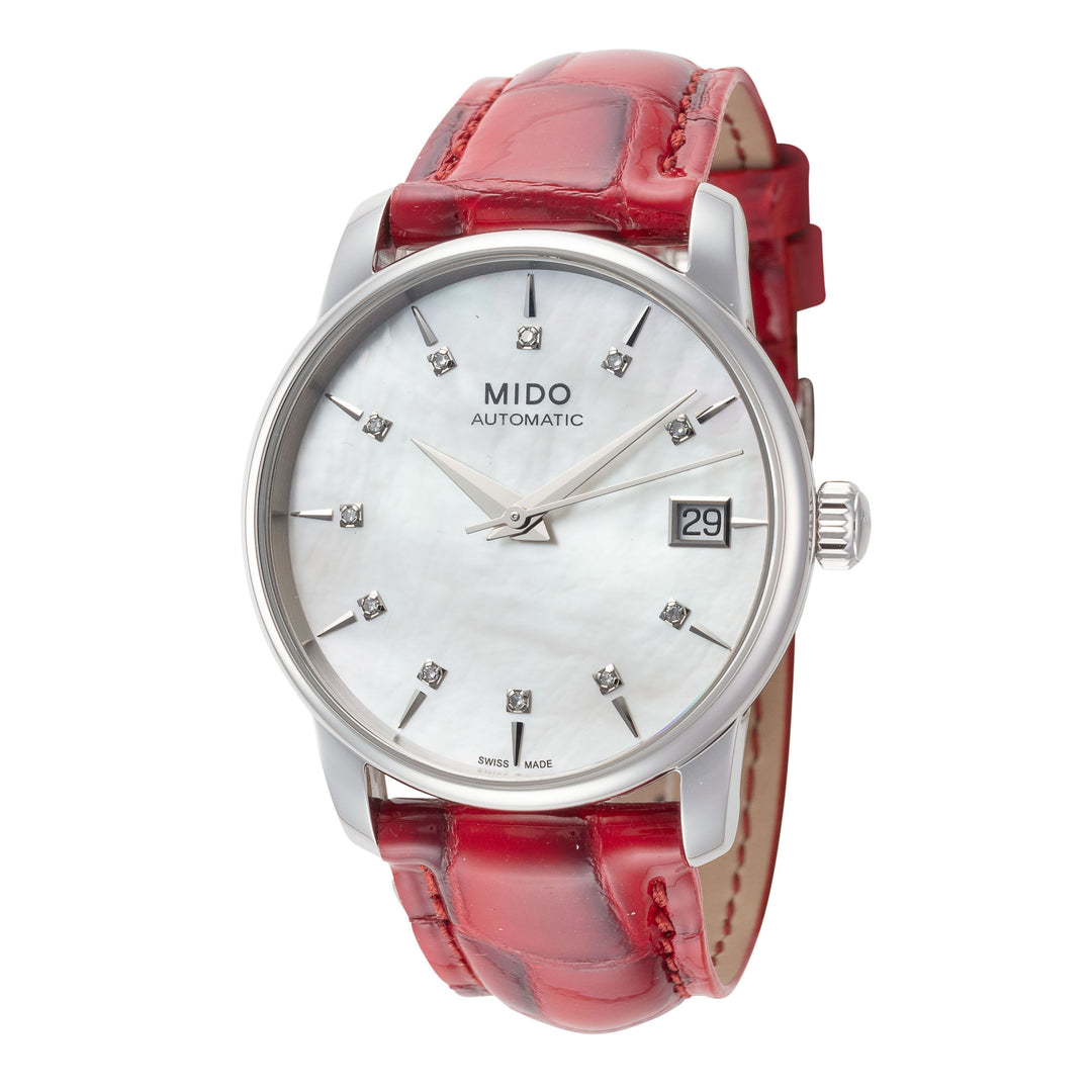 Baroncelli 33mm / White Mother-of-Pearl / Red | White Mother-of-Pearl Dial
