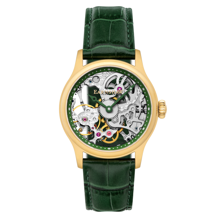 Bauer Mechanical Skeleton Silver / Genuine Leather Silver Dial