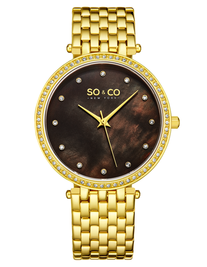 Madison 5334 Black Mother-of-pearl/ Gold Toned Bracelet | Black Mother of Pearl 