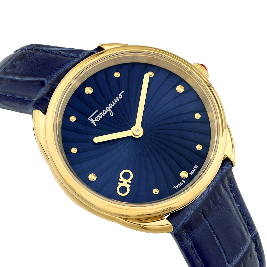 Cuir 34mm / Blue / Blue | Blue Dial
