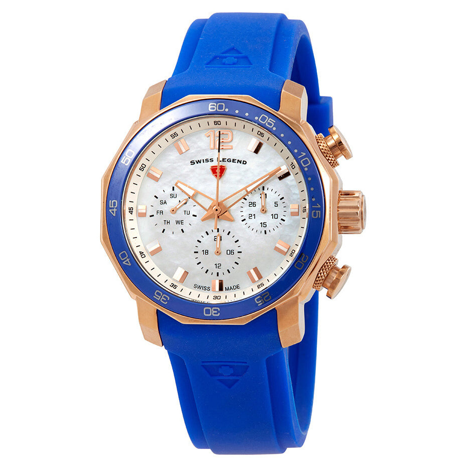Blue Geneve Multifunction Silver / Rubber | Silver Dial