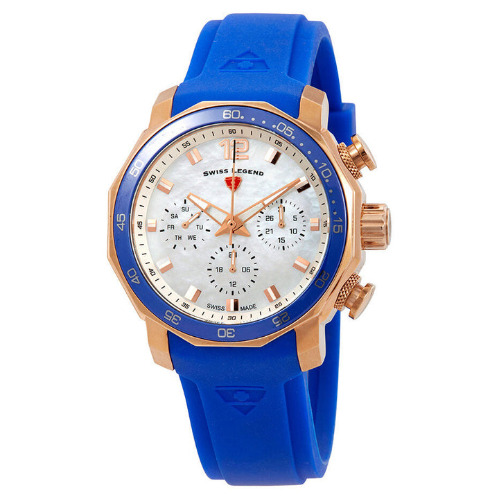 Blue Geneve Multifunction Silver / Rubber | Silver Dial