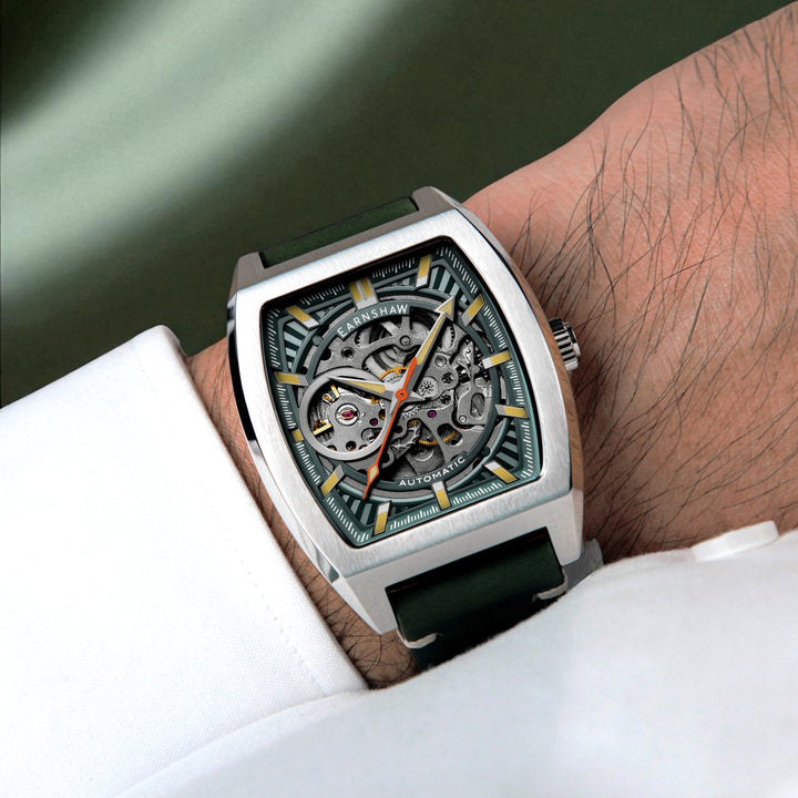 Heritage Wellington Skeleton Automatic Green / Genuine Leather | Green Dial