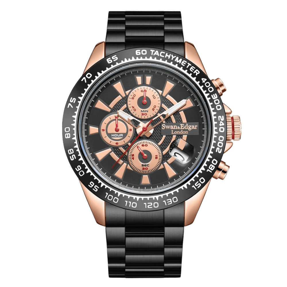 Speed Target Mechanical Quartz Black Target-Pattern Dial / Black Stainless Steel