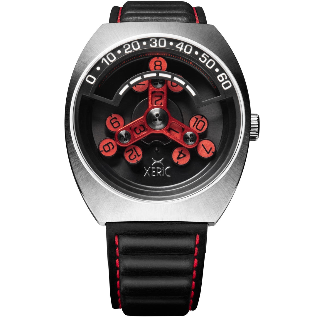 Scrambler Automatic Wandering Hour Silver Black Red Red Dial