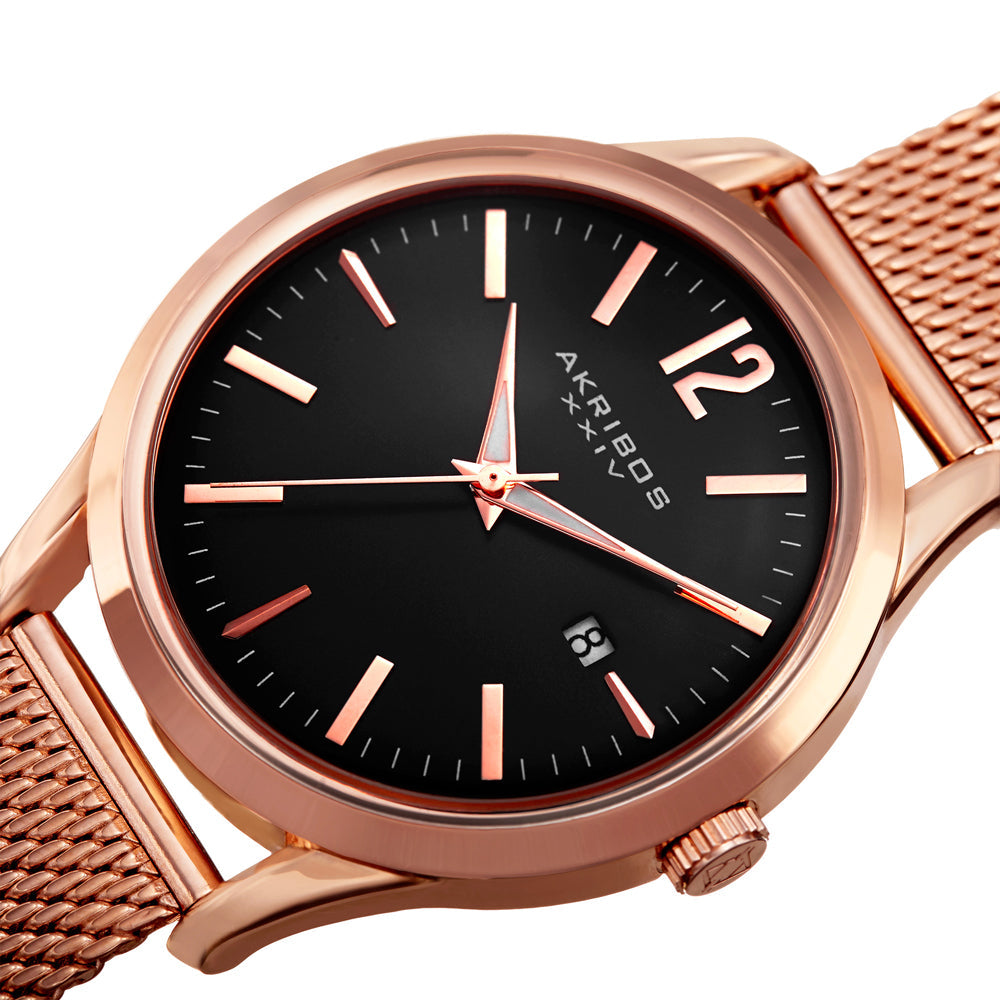 Casual-AK920RG Rose Gold/Stainless Steel | Black Dial