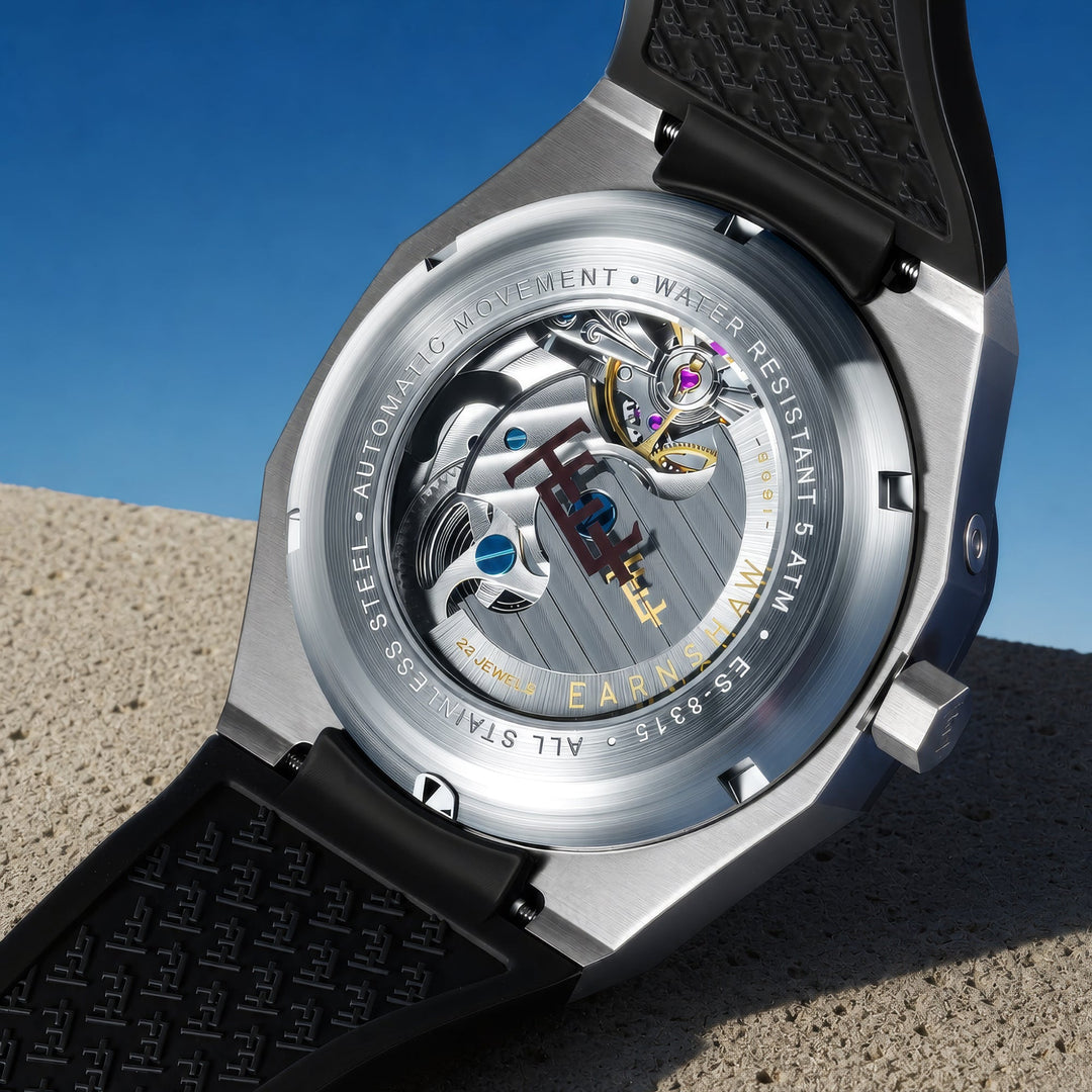 Drake Polished Aura / Black Rubber Strap Silver Dial