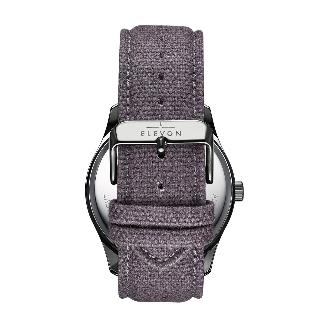 Crosswind Canvas-Overlaid Leather-Band Watch w/ Date Gunmetal/Grey | Silver Dial