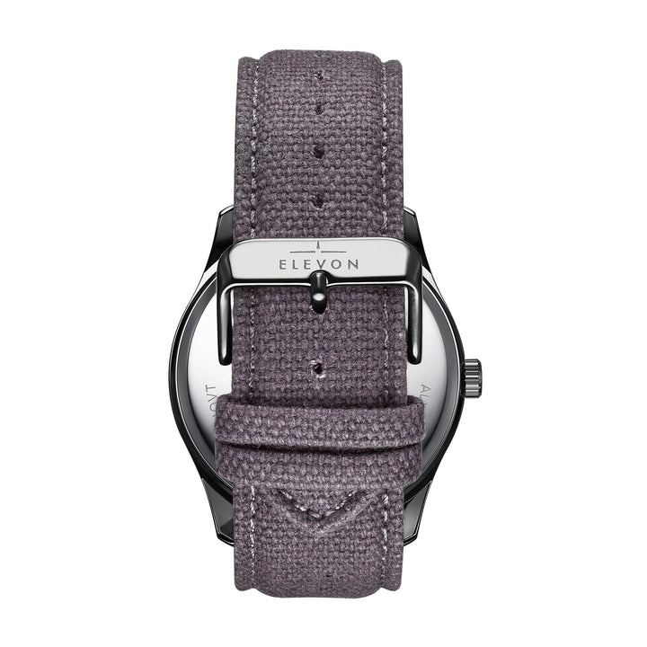 Crosswind Canvas-Overlaid Leather-Band Watch w/ Date Gunmetal/Grey | Silver Dial