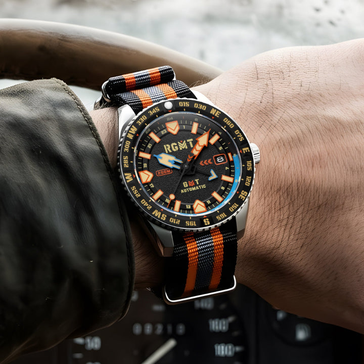 Dragoon GMT Automatic Black Dial / Multicolor Nylon Strap Black Dial