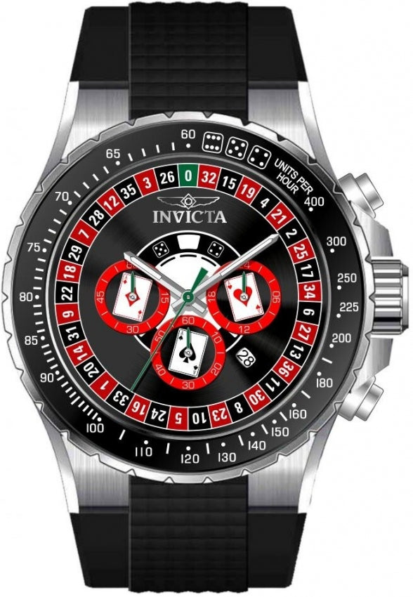 Aviator Men Black Casino Dial / Black Silicone Strap Black Dial