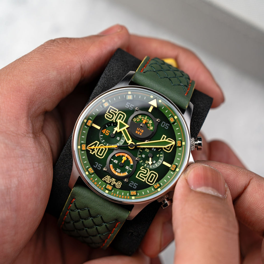 Coningham Chronograph Green / Leather Green Dial