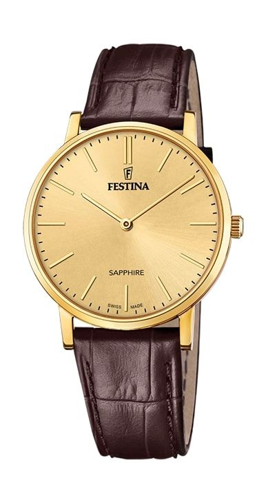 Swiss Made Gold / Leather | Gold Dial