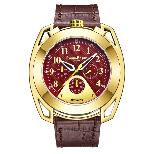 Crusader Automatic Brown Grid-Pattern Dial / Brown Leather Strap Brown Dial
