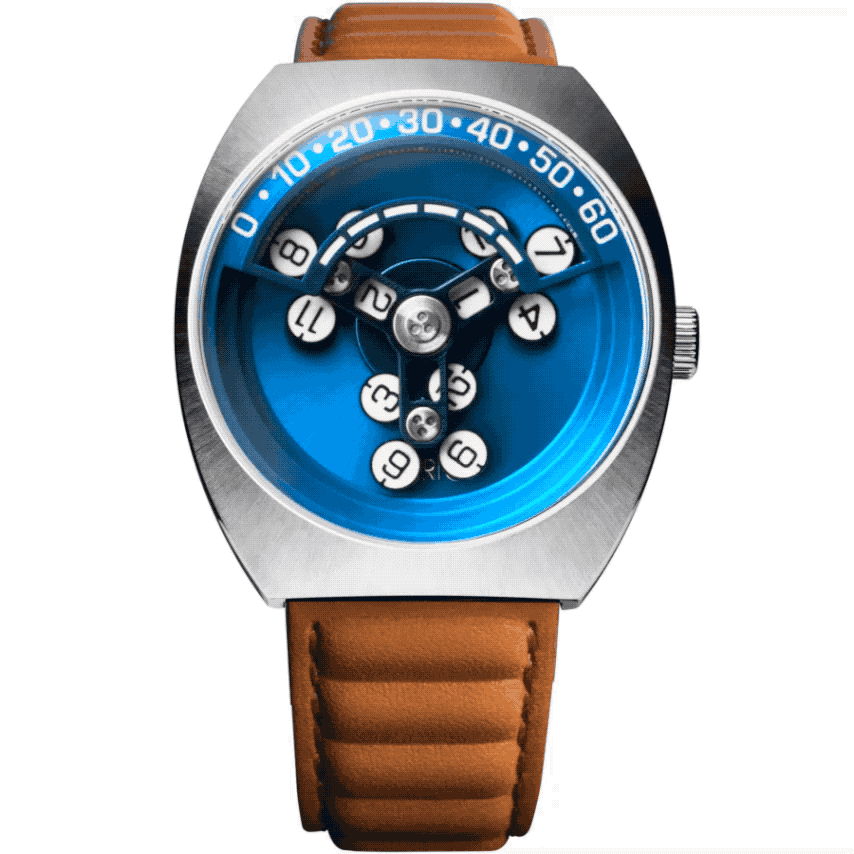 Scrambler Automatic Wandering Hour Blue Tan Blue Dial