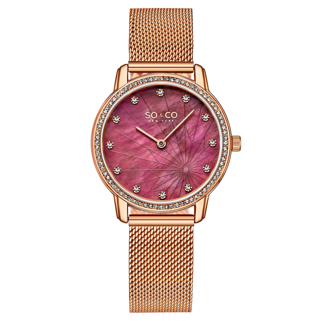 Chelsea-5586.5 Rose Gold/Stainless Steel | Red Dial