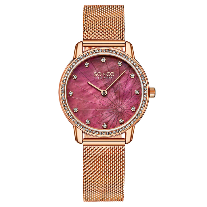 Chelsea-5586.5 Rose Gold/Stainless Steel | Red Dial