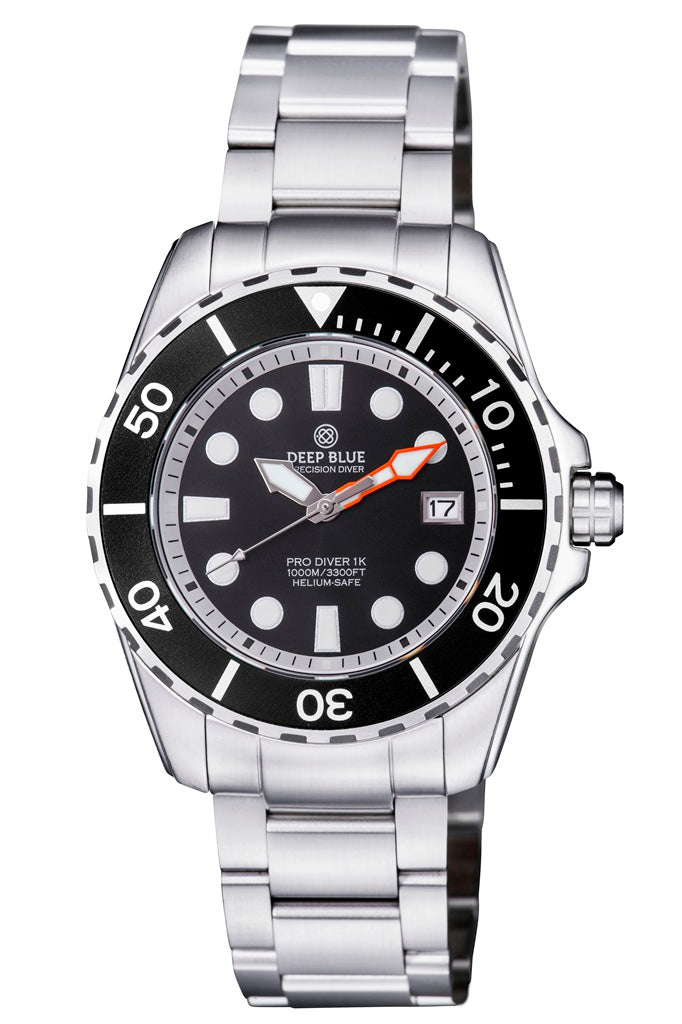PRO DIVER 1K 1000M AUTOMATIC ALL PURPOSE DIVER STRAP AP DIVER 1000 BLACK w/ WHIT
