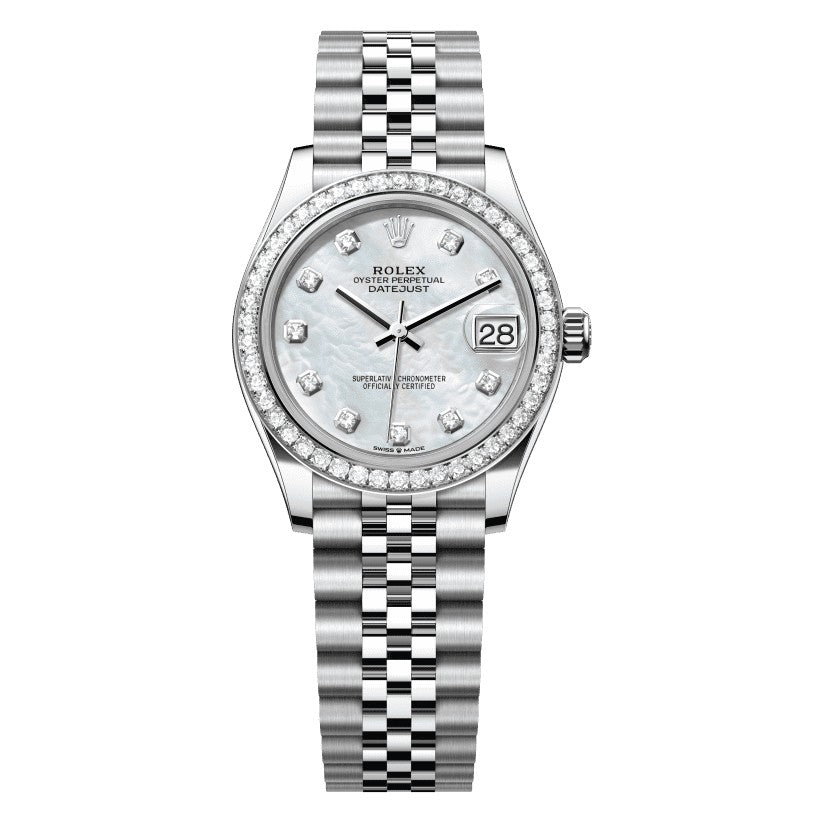 Rolex Datejust 31 278384RBR white mother-of-pearl diamond dial on Jubilee