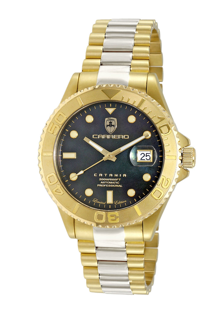 Catania MOP Goldtone-Black /TT Black Mother-of-Pearl Dial