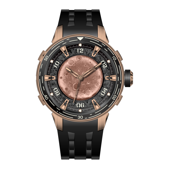 Celestial Rose Gold Dial Black Rubber Strap 40.2mm Rose Gold Dial