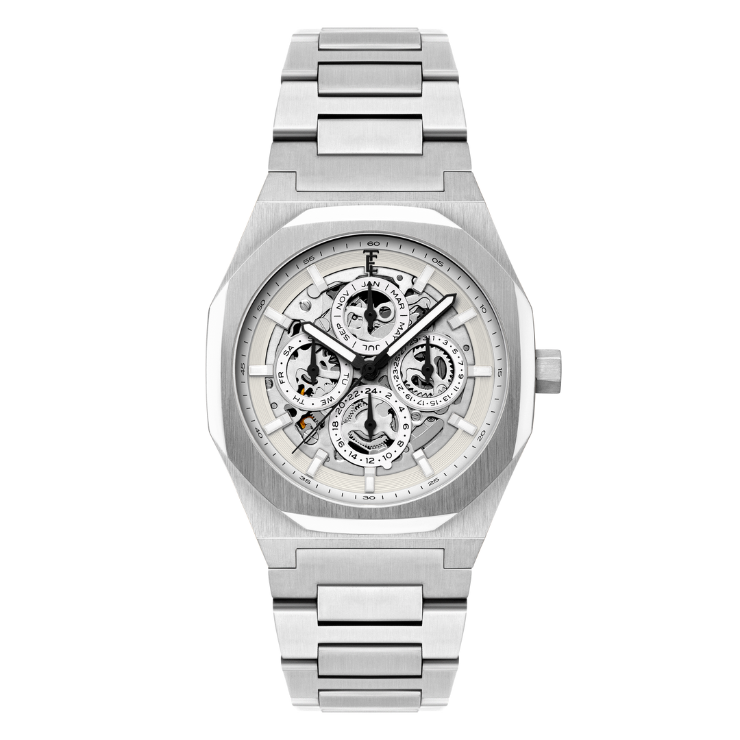 Discovery Drake Triple Calendar Skeleton Automatic White / Stainless Steel | Whi