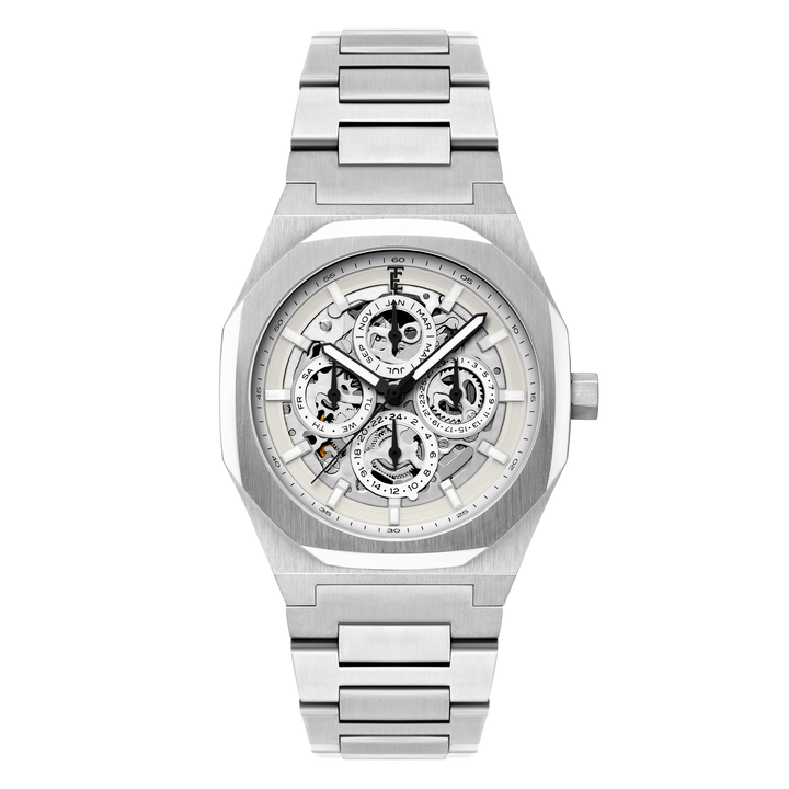 Discovery Drake Triple Calendar Skeleton Automatic White / Stainless Steel | Whi