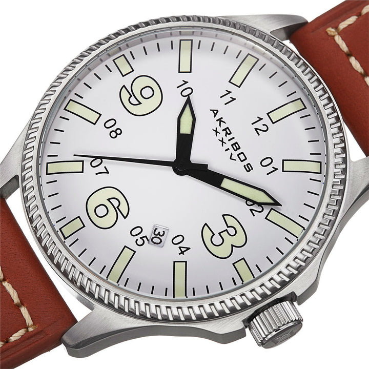 AK833SSBR-Casual Brown/Leather | White Dial