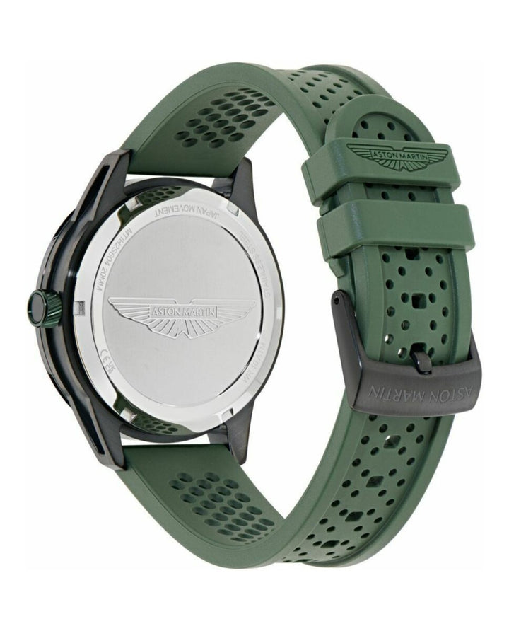 HDL Black IP/Green Silicone Strap Black Dial