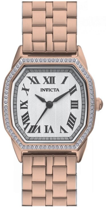 Wildflower Lady Silver-Tone Dial With Crystal Bezel / Rose Gold-Tone-Tone Stainl