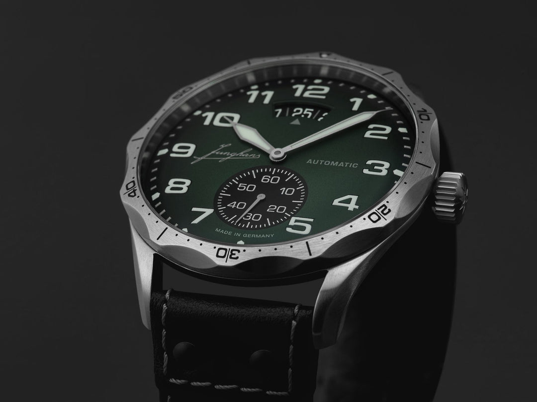 Pilot Automatic Dark Green Dial / Dark Green and Black Riveted Leather Strap Dar