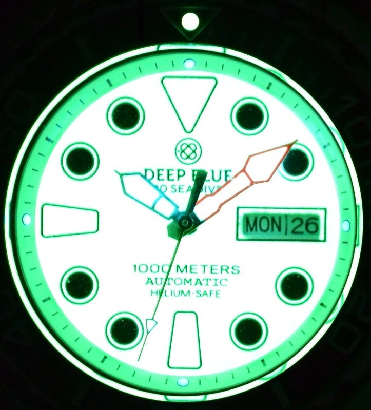 Pro Sea Diver II 44mm  White dial Green Full  Lume White Dial