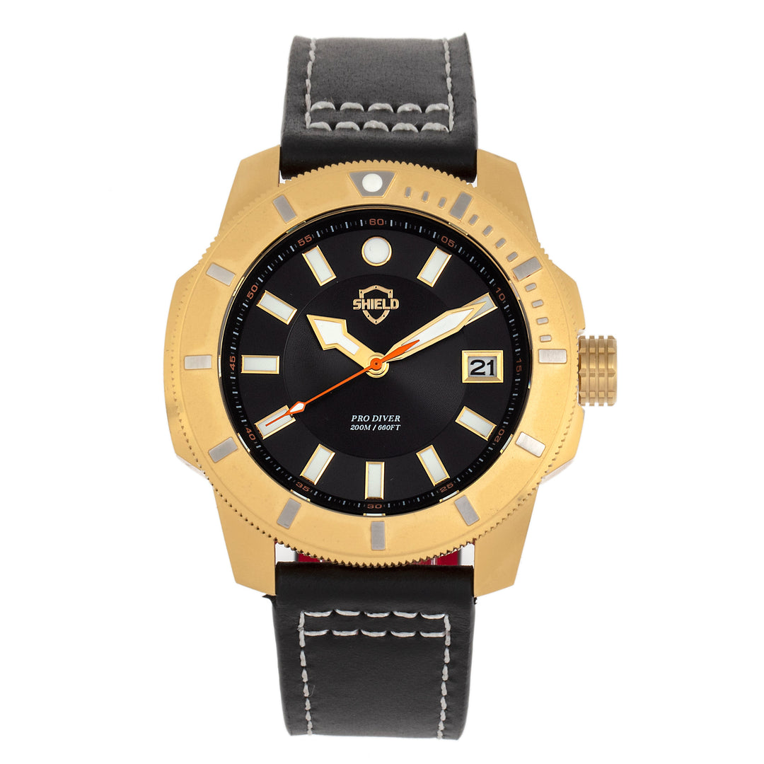 Shaw Pro Diver, 20ATM, Screw Down Crown, Swiss Super Lume Gold/Black | Black Dia