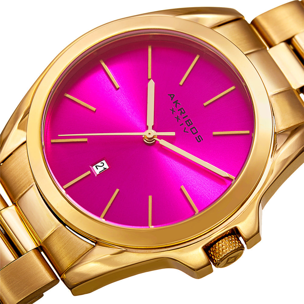 Casual-AK948YGPK Gold/Stainless Steel | Salmon Dial