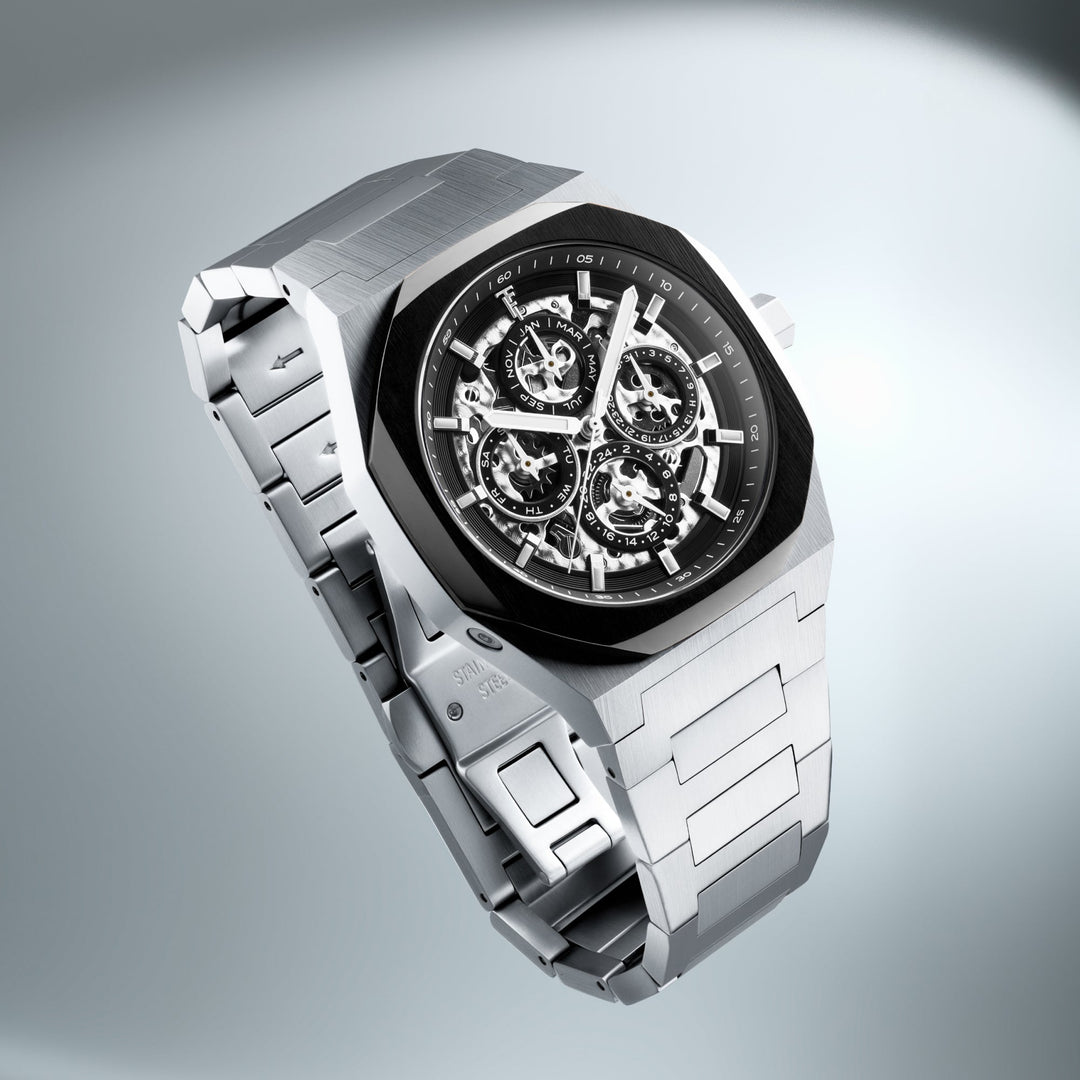 Discovery Drake Triple Calendar Skeleton Automatic Black & Silver / Stainless St