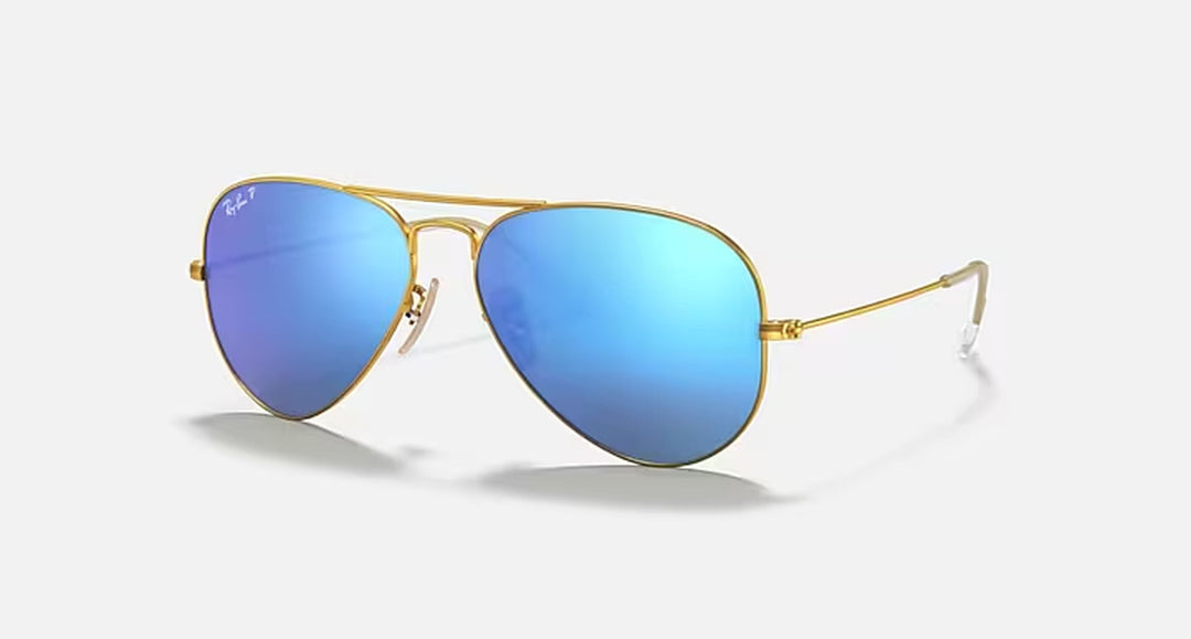 AVIATOR FLASH LENSES MENS / MATTE GOLD - BLUE MIRROR POLAR |  Dial