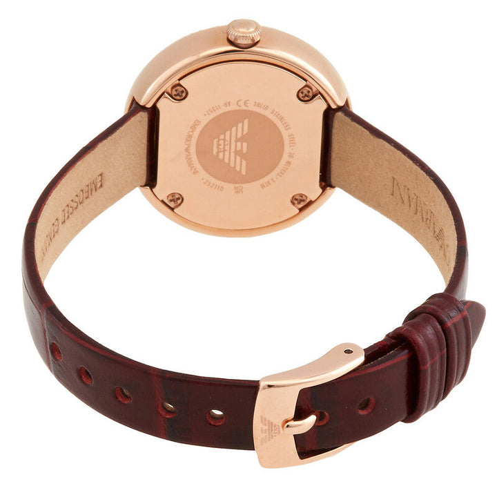 Classic Mother-Of-Pearl Dial / Burgundy Leather Strap Mother-of-Pearl Dial