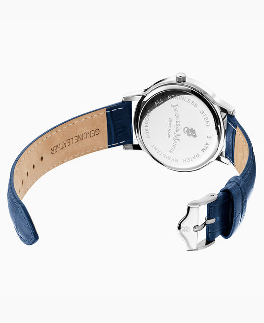 Genesis Blue Leather Strap / White Dial