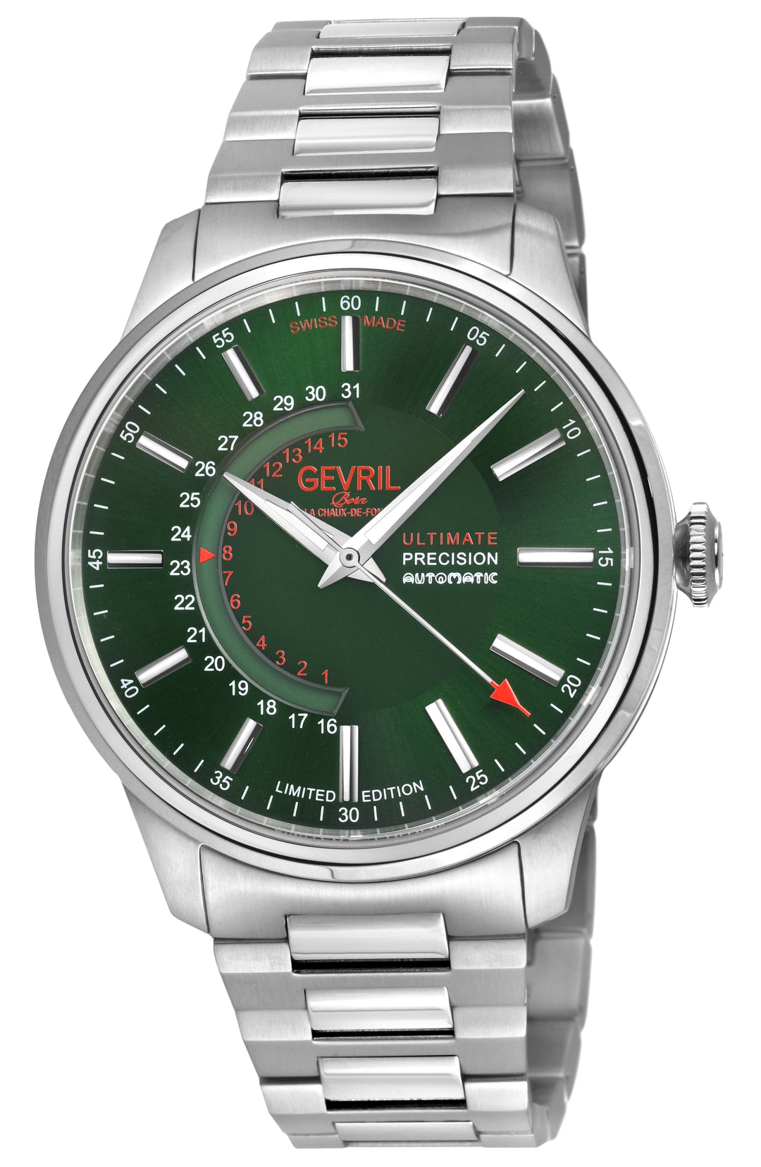 Guggenheim Sellita SW 220 Custom date wheel, SS case, Green dial, SS Bracelet | 
