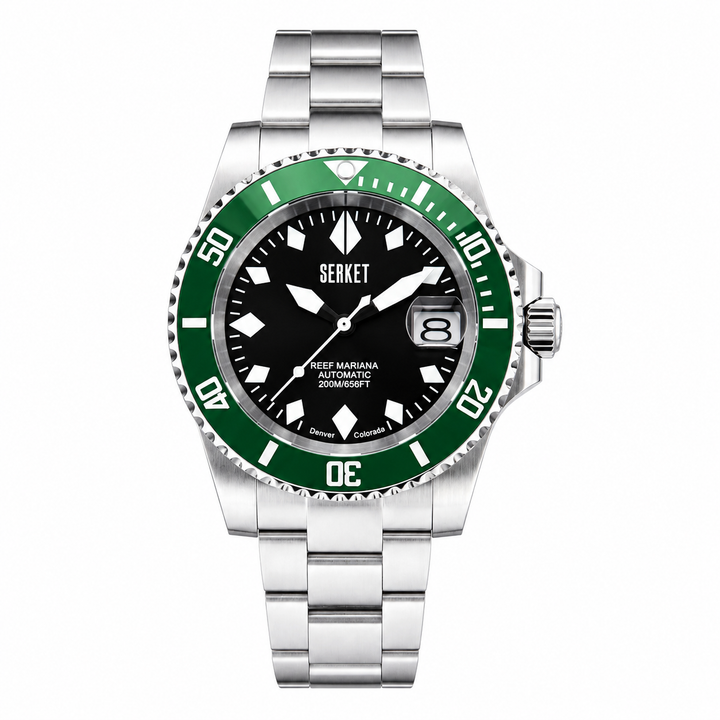 Reef Mariana Diver Black Dial Green Bezel 40mm Black Dial