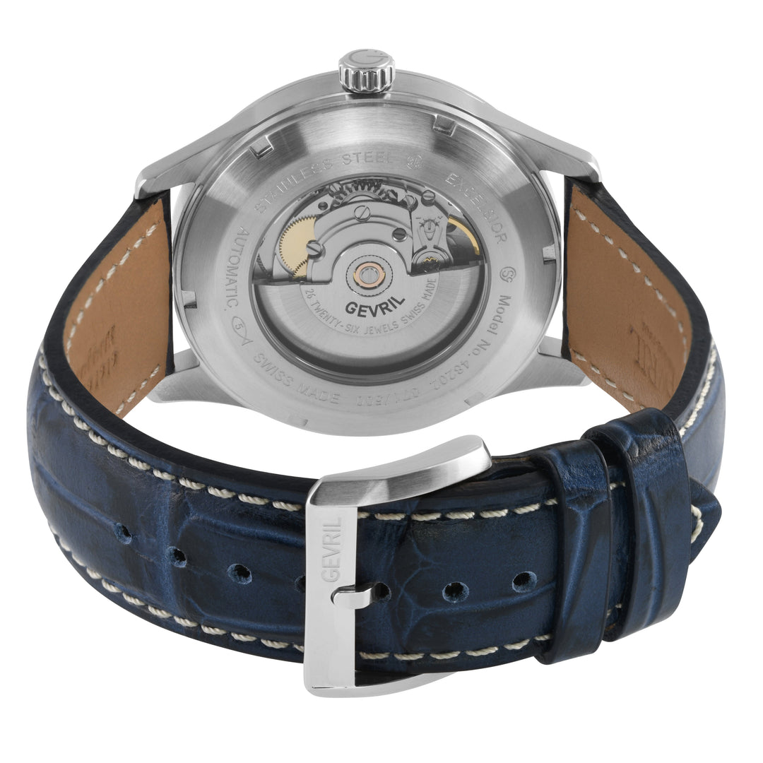 Excelsior Swiss made Automatic Sellita SW240, Day Date Blue Dial,  Blue Italian 