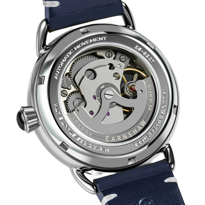 Investigator 40 Pewter Grey  / Blue Leather Strap Gray Dial
