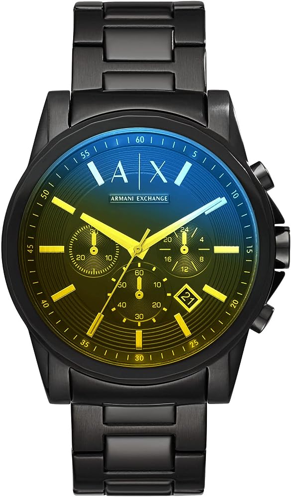 Skechers Blue And Yellow dial / Black Stainless Steel Bracelet Blue-Yellow Dial