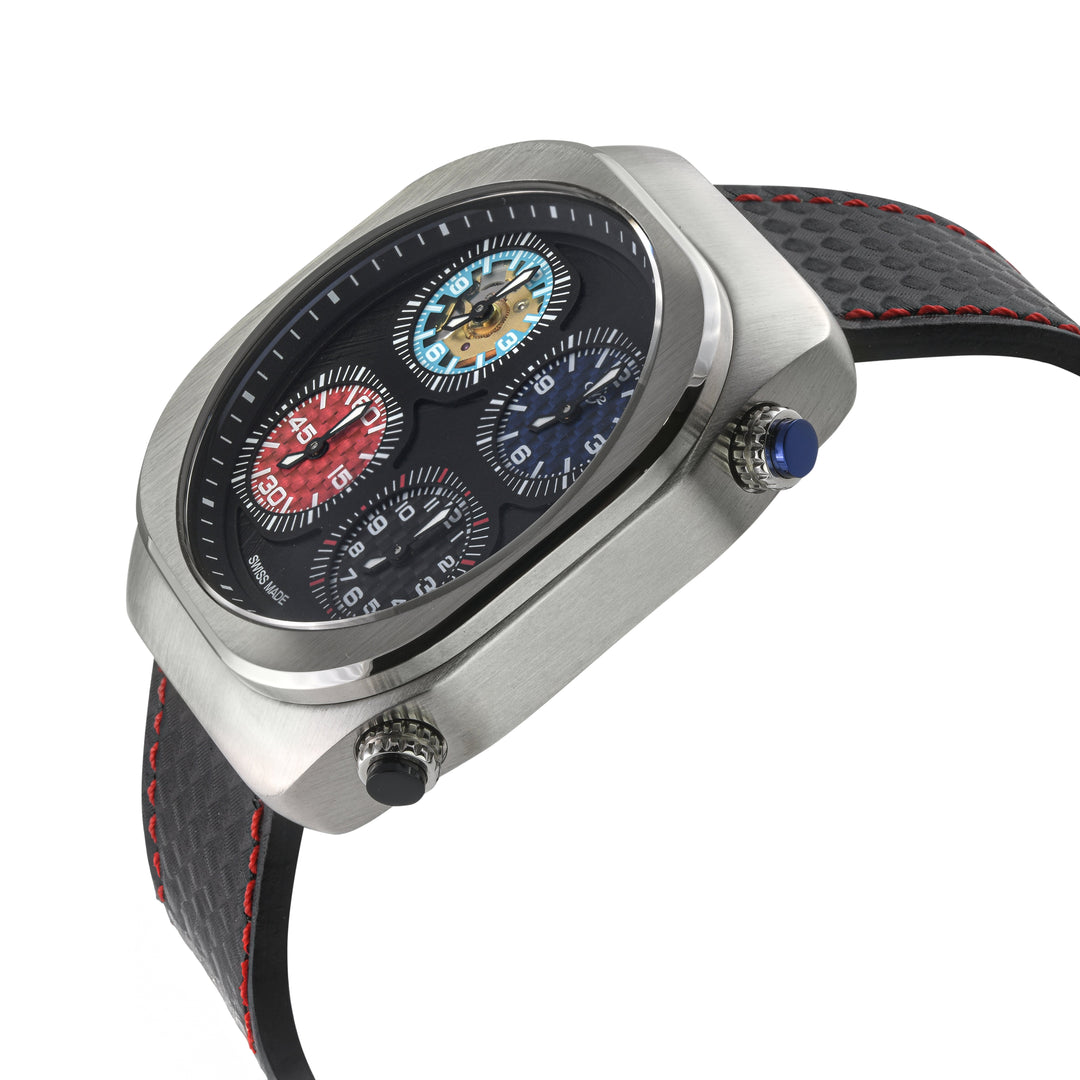 Quattro Zone GV2 Swiss Quartz, 316L Silver Case, Black dial, Sub Dials, Black It