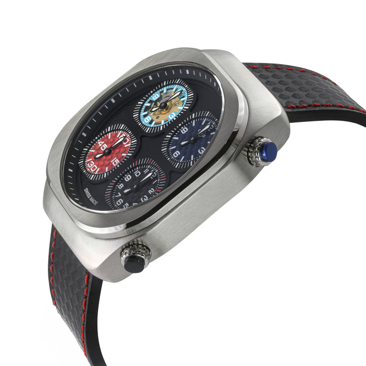 Quattro Zone GV2 Swiss Quartz, 316L Silver Case, Black dial, Sub Dials, Black It