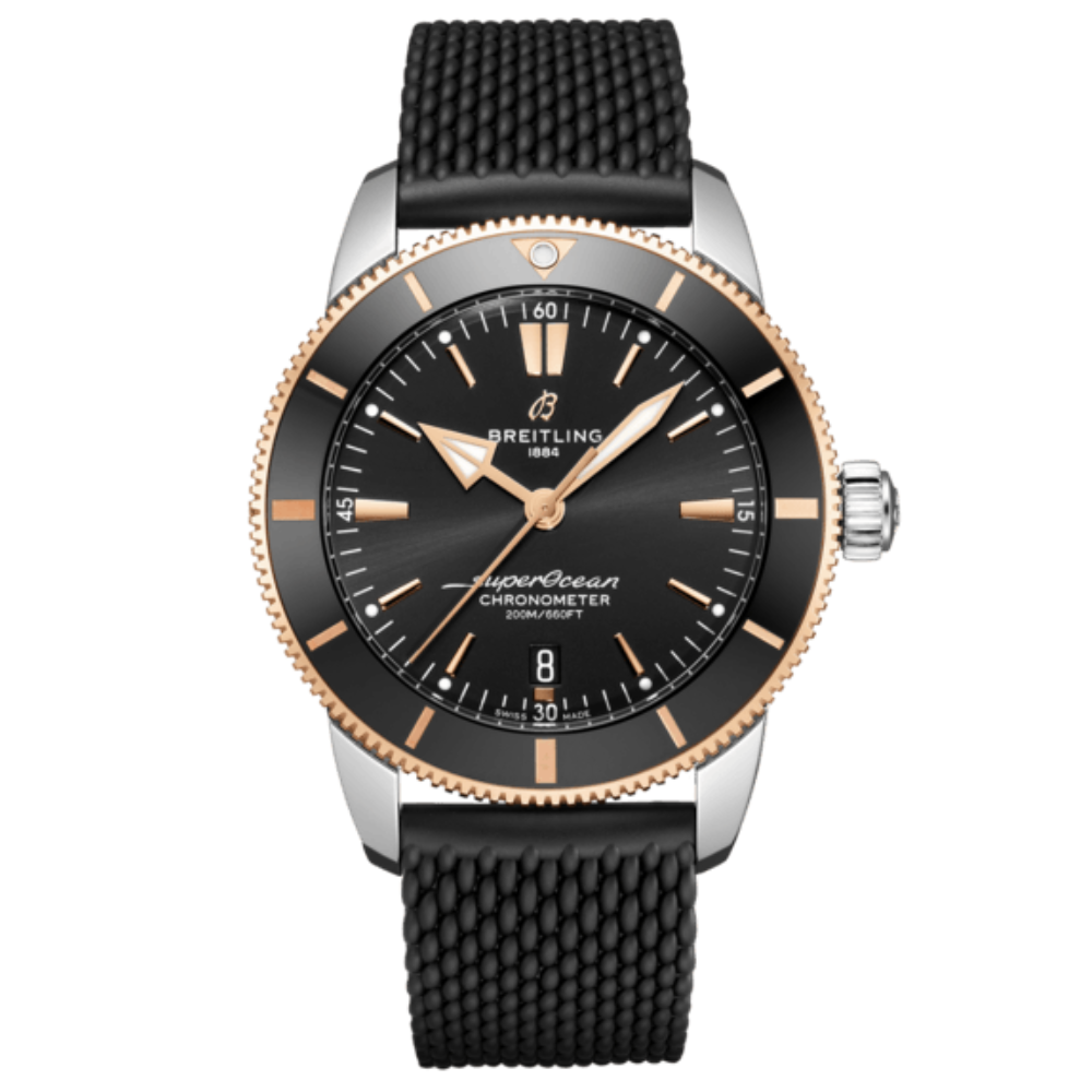 Superocean heritage B20 Automatic 44 Black Rubber Bracelet | Black Dial